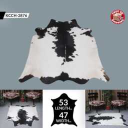 Large Black & White Cowhide Rug Modern Home Decor - 53x47 Inches - thumbnail 2