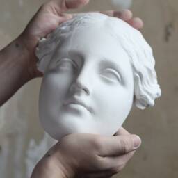 Young Woman Portrait Mask, Small Handmade Plaster Cast, Classical Wall Sculpture - thumbnail 3
