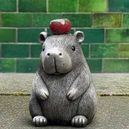 Capybara Concrete Garden Statue Adorable Cement Animal Sculpture Outdoor Wildlife Decoration Handmade Capybara Ornament Front Door Figurine - thumbnail 4