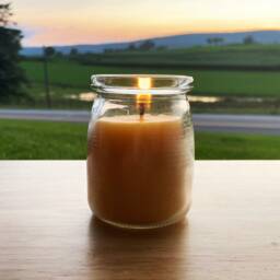 Large Beeswax Candle Glass Jar/100% All Natural Bees Wax Candles Cork Top Cotton Wick Lead Free Pure 24 Hour Burn Time 7 Oz Jars New - thumbnail 2