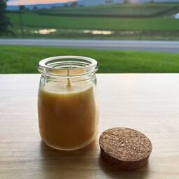 Large Beeswax Candle Glass Jar/100% All Natural Bees Wax Candles Cork Top Cotton Wick Lead Free Pure 24 Hour Burn Time 7 Oz Jars New - thumbnail 4