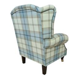 Queen Anne Wingback Chair Sky Blue Tartan Fireside Accent Chair