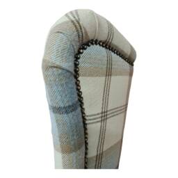 Queen Anne Wingback Chair Sky Blue Tartan Fireside Accent Chair - thumbnail 4