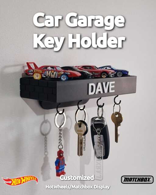 Customizable Key Holder, Hotwheels Car Wall-Mounted Shelf Holder - Hot Wheels Display 3D Printed 1/64 1/43 1/32 1/24 - image 1