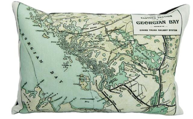 Muskoka & Georgian Bay Canada Vintage Map Pillow - Free Shipping - image 1
