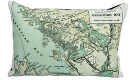 Muskoka & Georgian Bay Canada Vintage Map Pillow - Free Shipping - thumbnail 1