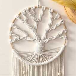 Tree Of Life Macrame Wall Hanging - Boho Woven Tapestry in Off-White - 30??65 cm - thumbnail 2
