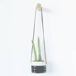 Small Natural Canvas Hanging Planter - Black