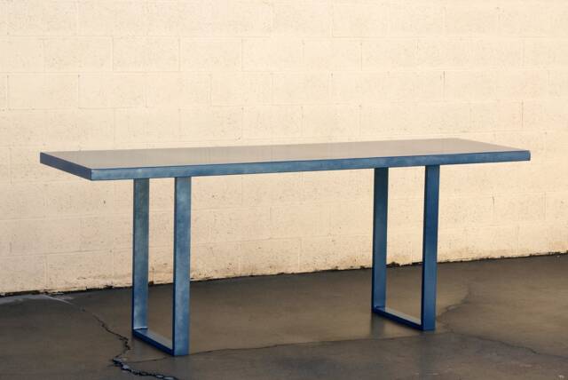 Custom Metallic Midnight Blue Console Table, Industrial Minimalist - image 1