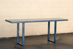 Custom Metallic Midnight Blue Console Table, Industrial Minimalist - thumbnail 1