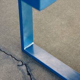 Custom Metallic Midnight Blue Console Table, Industrial Minimalist - thumbnail 4