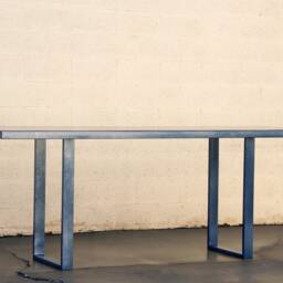 Custom Metallic Midnight Blue Console Table, Industrial Minimalist - thumbnail 2