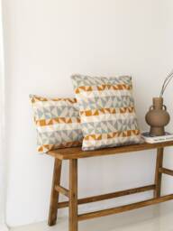 Triangle Patterned & Textured Throw Pillow Cover, Custom Size Colorful Soft Case, Geometric Boho Boucle Unique Decor