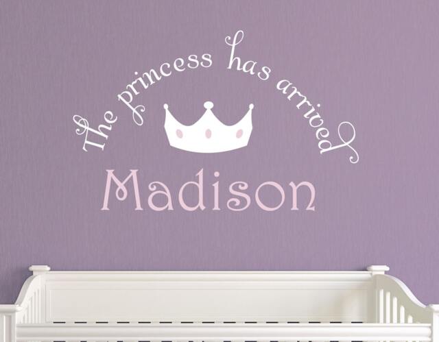 Personalized Princess Vinyl Wall Decal - Welcome Princess Crown Baby Girl Nursery Decor Sticker Child138G - image 1