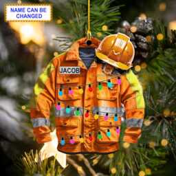 Custom Name Construction Worker Uniform Led Light Christmas Ornament, Tree Hanging Decor, Flat 2D Ornament Acrylic/Wooden
