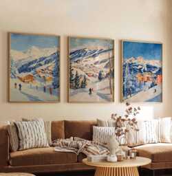 Mont Tremblant Ski Poster Set, Print, Canada Poster, Resort Wall Art, Gift For Adventurer - thumbnail 1