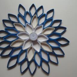 Navy & White Paper Dahlia Wall Art Handmade Geometric Flower Decor - thumbnail 2