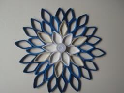 Navy & White Paper Dahlia Wall Art Handmade Geometric Flower Decor - thumbnail 1