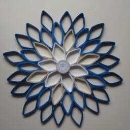 Navy & White Paper Dahlia Wall Art Handmade Geometric Flower Decor - thumbnail 4