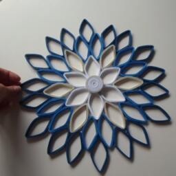 Navy & White Paper Dahlia Wall Art Handmade Geometric Flower Decor - thumbnail 3