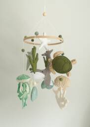 Ocean Nursery Mobile, Ocean Baby Gifts, Whale Decor, Turtle Under The Sea Green Decor - thumbnail 1