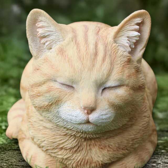 Ginger Cat Statue Concrete Sleeping Kitty Sculpture Outdoor Kitten Figurine Cement Animal Decor Garden Wild Life Ornament Kitty Lover Gift - image 1