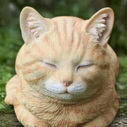 Ginger Cat Statue Concrete Sleeping Kitty Sculpture Outdoor Kitten Figurine Cement Animal Decor Garden Wild Life Ornament Kitty Lover Gift