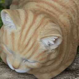 Ginger Cat Statue Concrete Sleeping Kitty Sculpture Outdoor Kitten Figurine Cement Animal Decor Garden Wild Life Ornament Kitty Lover Gift - thumbnail 2