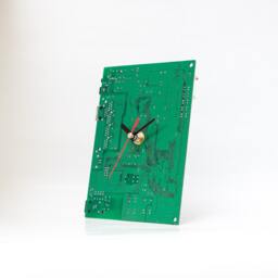 Green Circuit Board Clock, Boyfriend Gift, Father Small Desk Recycled Computer Geek Husband Gift - thumbnail 1