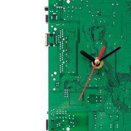 Green Circuit Board Clock, Boyfriend Gift, Father Small Desk Recycled Computer Geek Husband Gift - thumbnail 2