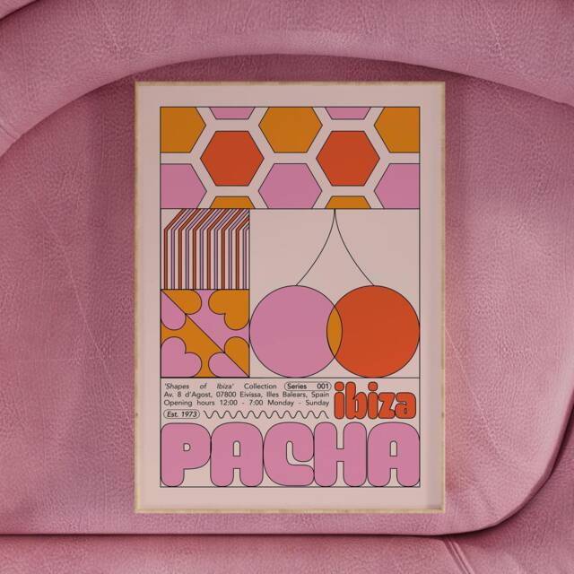 Pacha Ibiza Club Print - Poster Wall Art Geometric Funky Dj Clubbing Patterned Bauhaus House Music - image 1