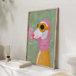 Greyhound Aviator Print, Whippet Wall Art, Dog Nursery Decor, Playroom Poster, Pink Scarf Kids Room Art - thumbnail 2