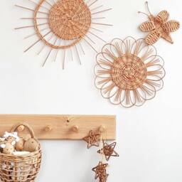 Boho Nursery Wall Decor Wicker Sun, Flower, Butterfly Baskets - thumbnail 2