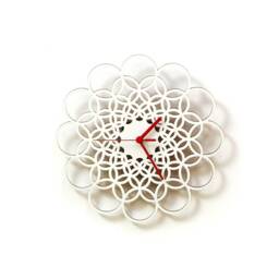 Geometric Mandala Wood Wall Clock White Flower Design - thumbnail 2