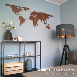 Wooden World Map - Oak/Walnut Bamboo Map - Canvas Push Pin Wood Large Travel Wall Decor Art Home - thumbnail 2