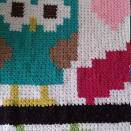 Crochet Babyblanket, Crochet Owl Coverlet, Sitting On A Branch Blanket For Baby Cot, Bedstead, Handmade - thumbnail 2