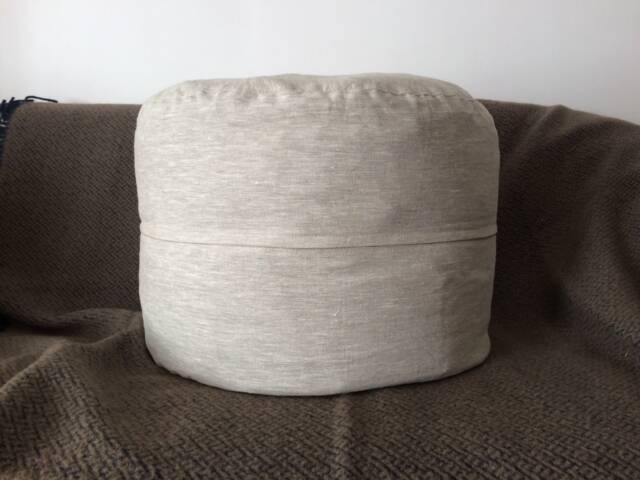 Rustic Foot Stool Linen Floor Pouf Ottoman Eco-Friendly Furniture For Home Covers Only - image 1