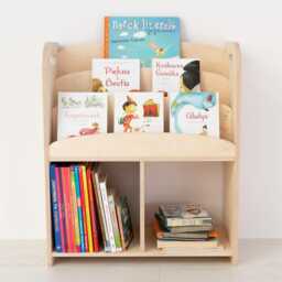 Montessori Bookshelf With Toy Storage, Birch Plywood Nursery Bookcase - thumbnail 2