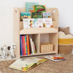 Montessori Bookshelf With Toy Storage, Birch Plywood Nursery Bookcase - thumbnail 3