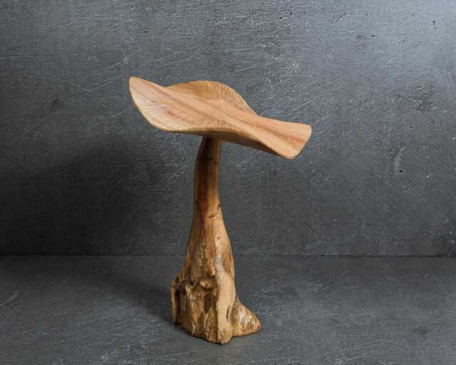 Handmade Jempinis Wood Mushroom Sculpture, Rustic Home Decor, 10.5 Inch - image 1