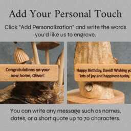 Handmade Jempinis Wood Mushroom Sculpture, Rustic Home Decor, 10.5 Inch - thumbnail 3