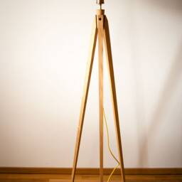 Tripod Floor Lamp Wood Bird Nest Design Rattan Standard Lamp - thumbnail 3