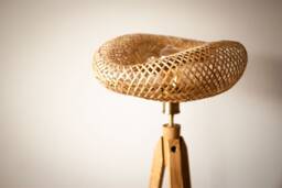 Tripod Floor Lamp Wood Bird Nest Design Rattan Standard Lamp - thumbnail 1