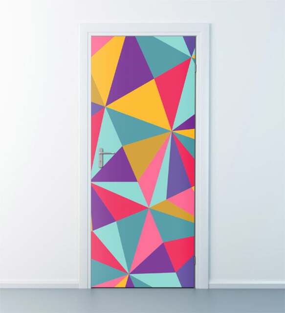 Abstract Shapes Wall Decal, Modern Door Sticker, Geometric Mural, Decor, Cover, Wrap - image 1