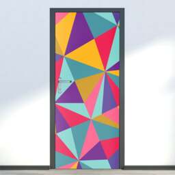Abstract Shapes Wall Decal, Modern Door Sticker, Geometric Mural, Decor, Cover, Wrap - thumbnail 2