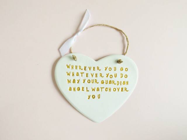 Guardian Angel Quote Heart Ornament Blessing Thoughtful Wall Plaque Home Decor Leaving Meaningful Thinking Of You Gift Idea Friends Family - image 1