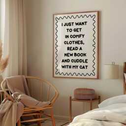Books & Cats Black White Typography Print - Cat Owner Print, Book Lover Cuddles Wall Art, Quote - thumbnail 2