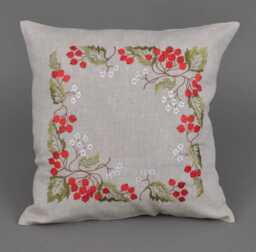 Embroidered Linen Pillowcase Guelder Rose Floral Home Decor - 40x40 cm