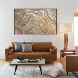 Hand-Painted Wood Carving Wall Art, Beige Minimalist Abstract Sculpture Textured Art Home Decor - thumbnail 3