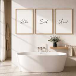Relax Soak Unwind Prints - Set Of 3 - Bathroom Gallery Wall Art Home D??cor Modern Typography Posters Unframed - thumbnail 2